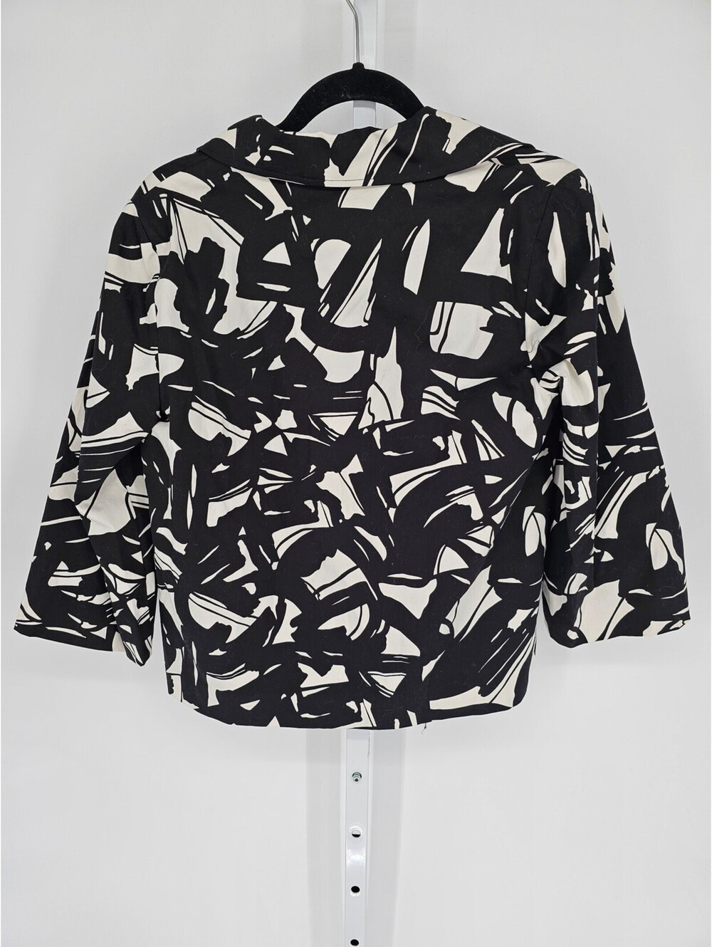 Tweeds Women's Long Sleeve Black White Cotton Button Down Coat Jacket Size M - Picture 4 of 4